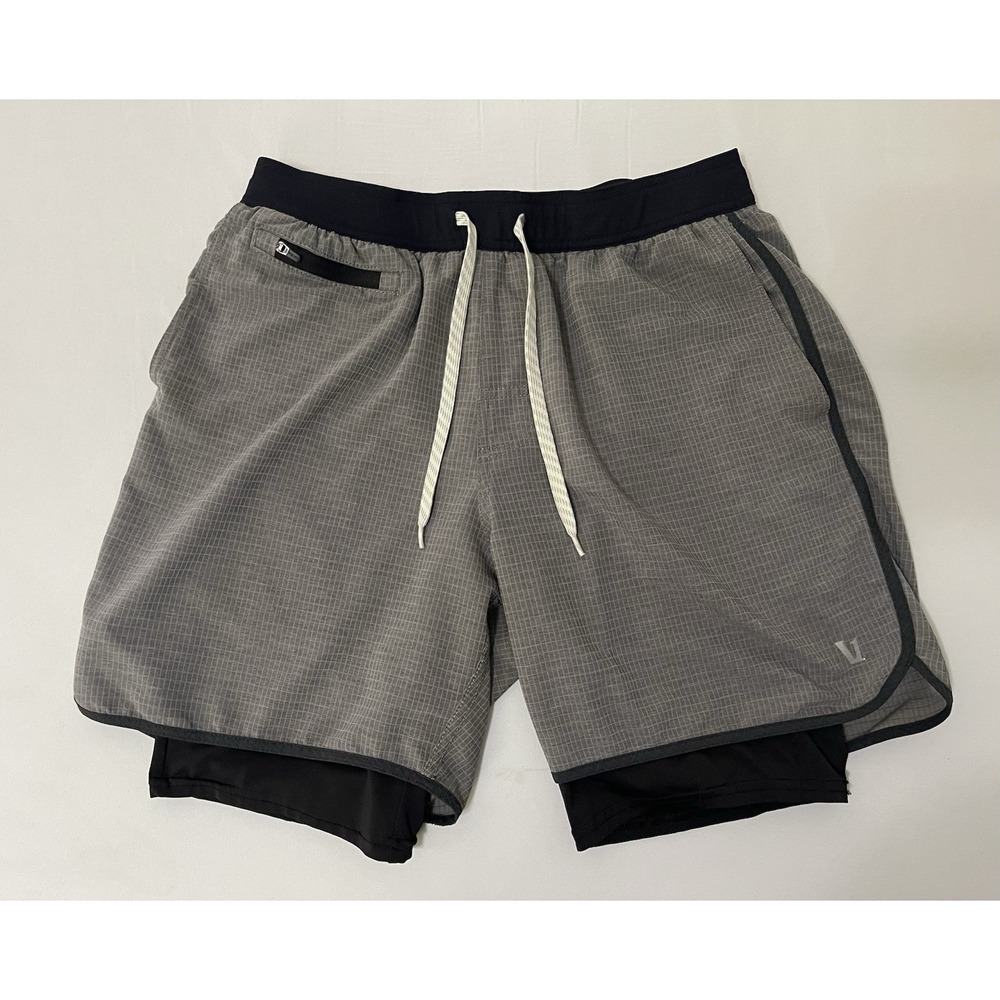VUORI Shorts Mens‎ MEDIUM Gray 8 Inch Lined Athletic Drawstring Pockets Gym V346